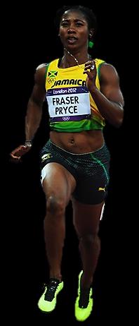 Shelly-Ann Fraser-Pryce racing at London 2012